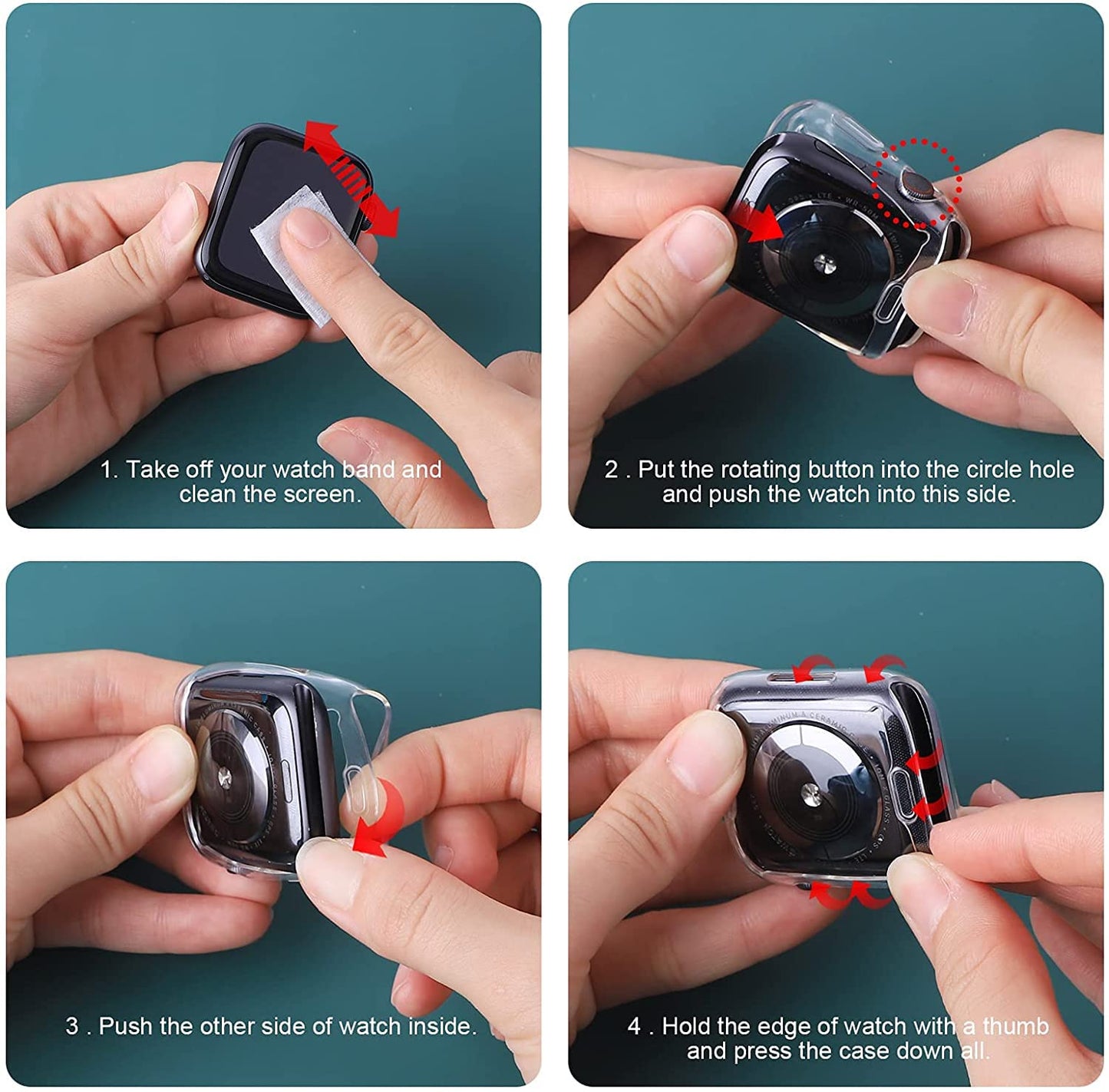 Hankn 2 Pack Clear Screen Protector For Apple Watch Series 9 8 7 45Mm Case, Soft Tpu Full Coverage Front Protective Shockproof I