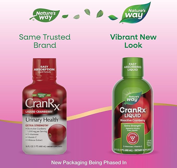 Nature's Way CranRx Extra Strength Cranberry 1,000 mg, D-Mannose + Vit C + Hibiscus, 16 fl. oz.