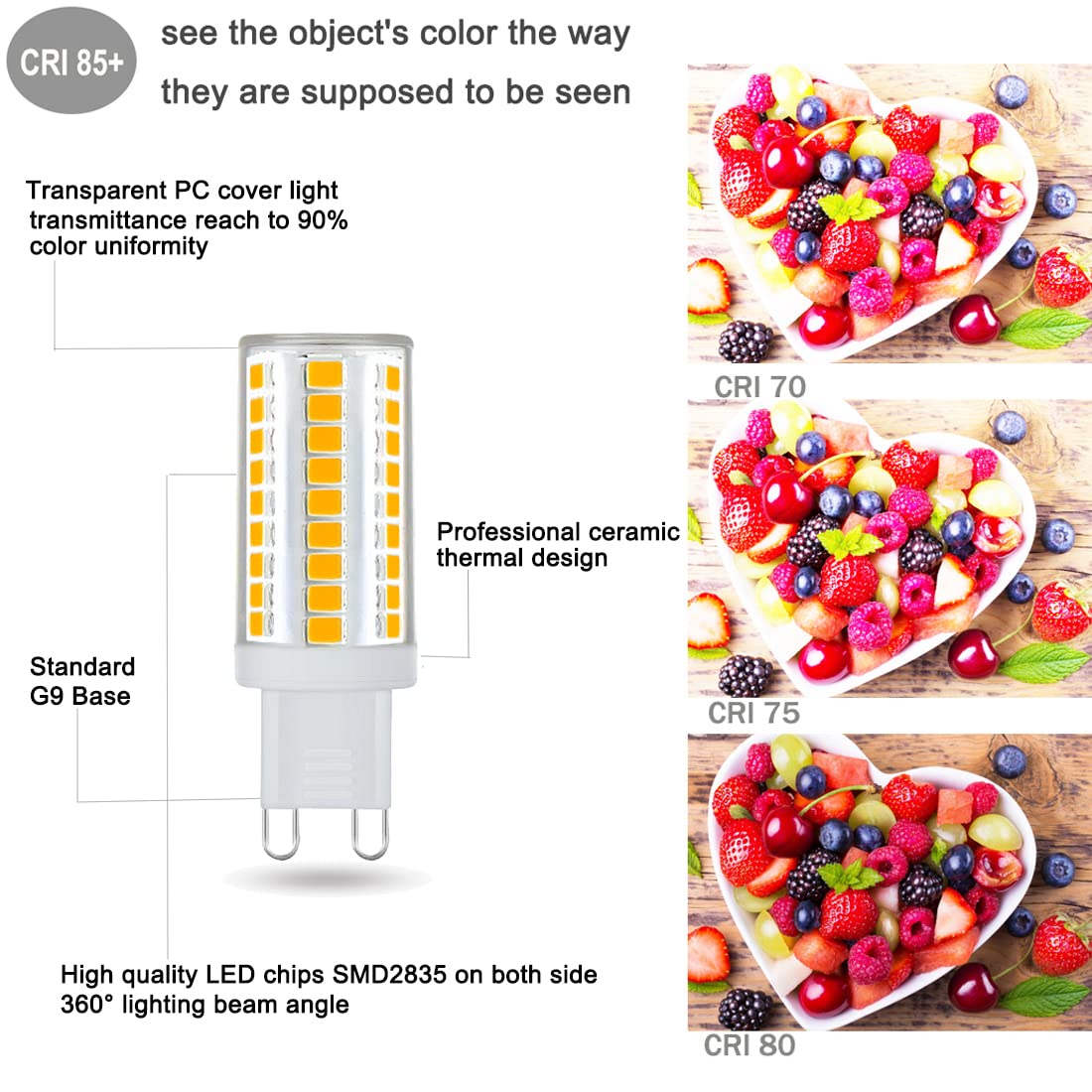 Kakemono G9 Led Bulbs Dimmable 6W  50W Halogen Equivalent  2700K Soft Warm White  T4 Bi-Pin Led Bulbs For Chandelier Pendant Wall Lighting  Pack Of 5