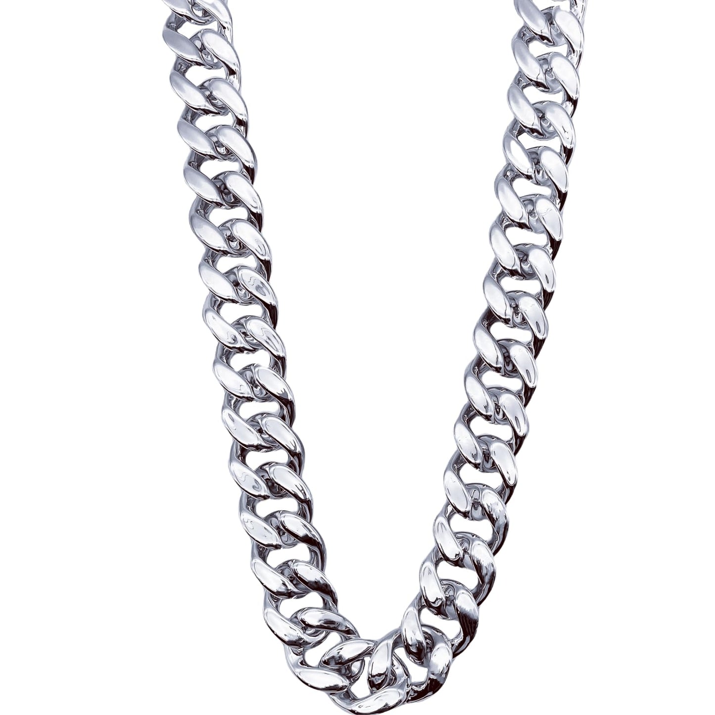 LCPQMZGH Plastic Hip Hop Chain Necklace, 80s 90s Costume Accessory, Men's Chunky Necklace, Big Chunky Gold Chain, 40, Silver