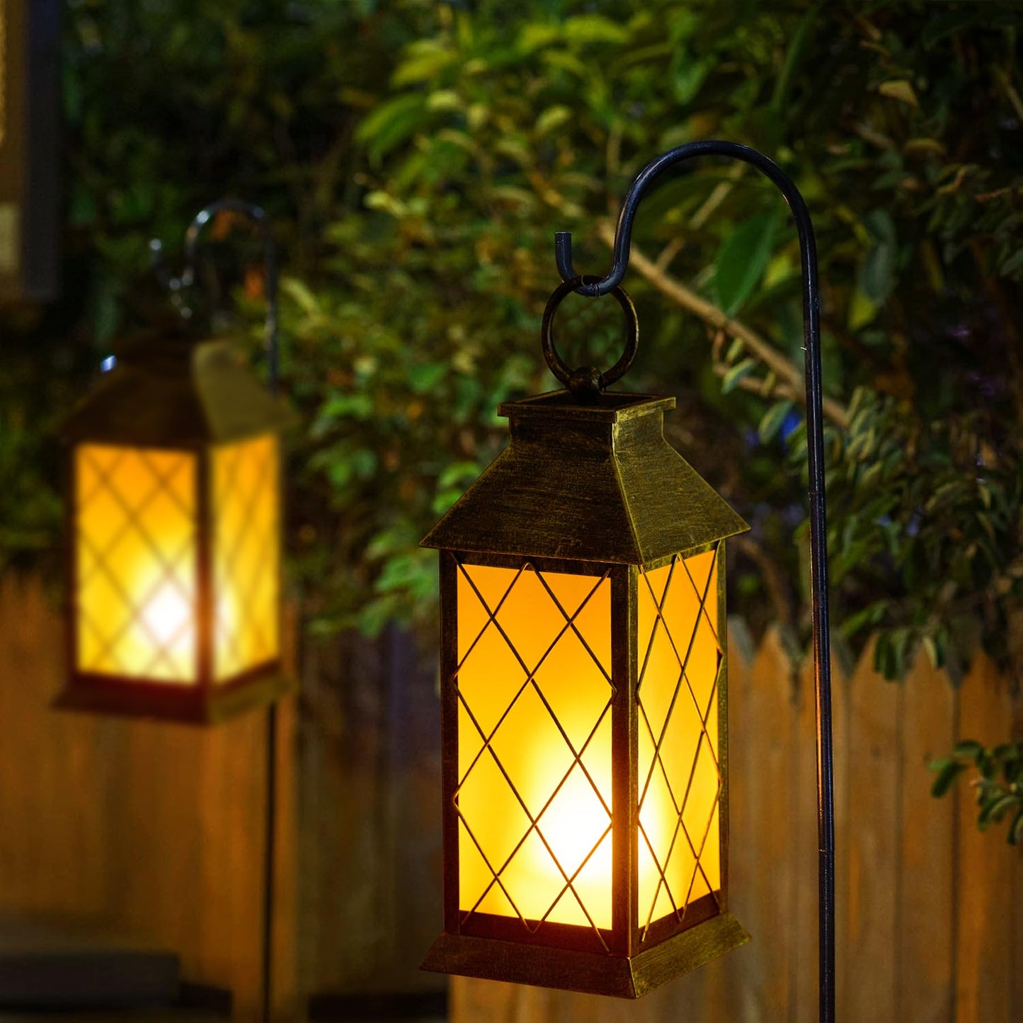 anyperfect 18in Solar Lantern, Waterproof Hanging Metal Decorative Light, Patina, Model X3-DL0104