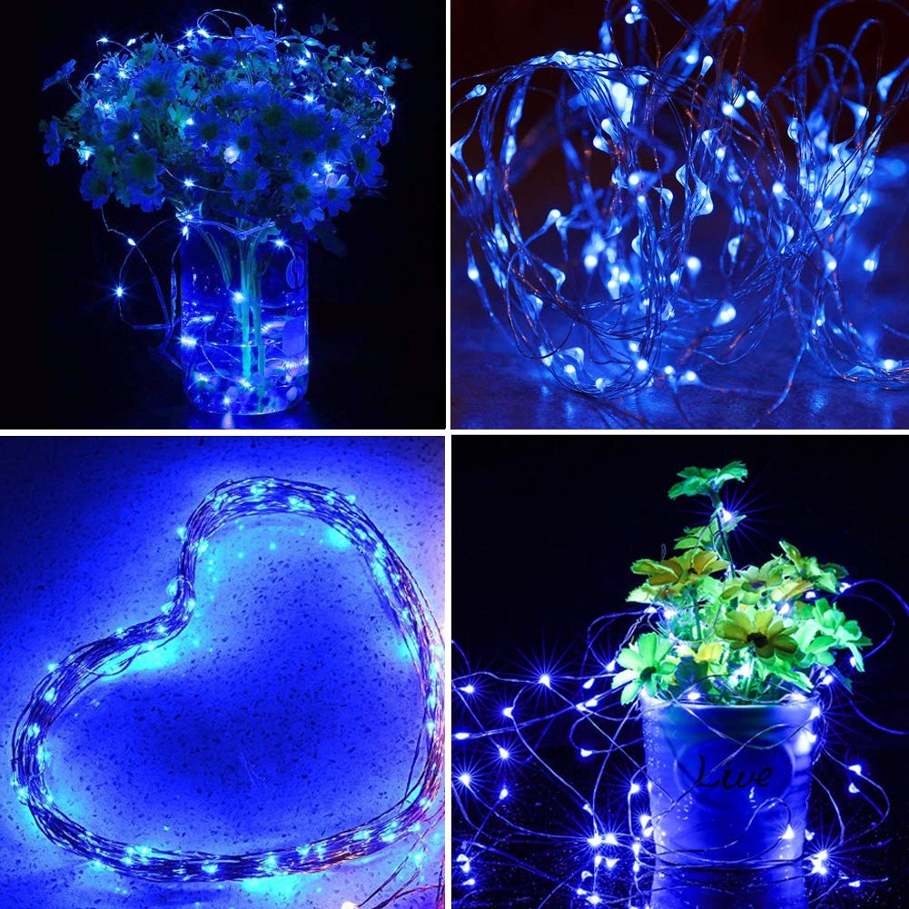 Twinkle Star Fairy Lights 33ft 100 LED String Lights Remote Control Timer 8 Modes Copper Blue Model TW55