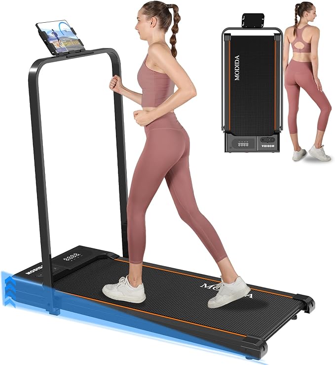 MODIDA 3-in-1 Treadmill for Home, Portable Walking Pad with Hand & Running Machine with Remote Control & LED Display, Comp...