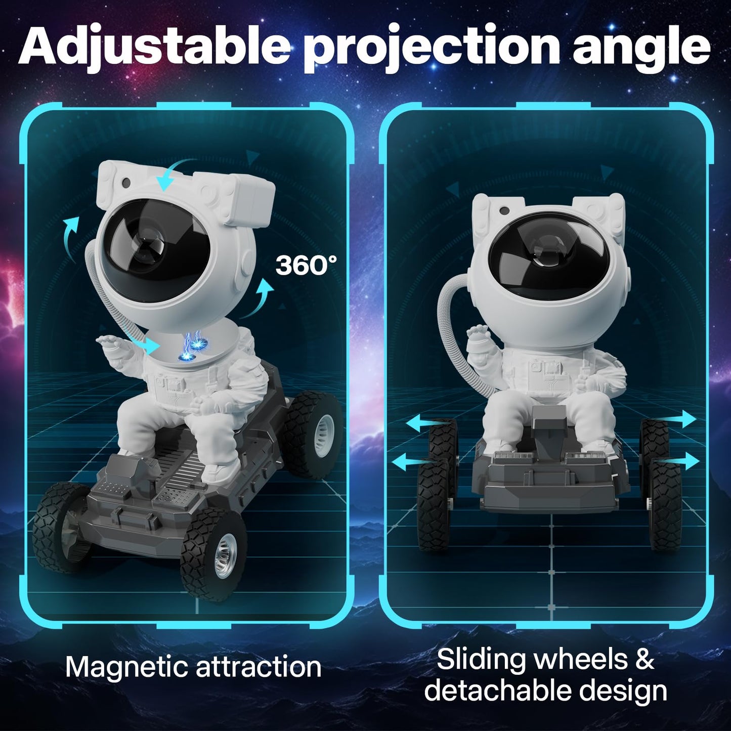 FLITI Astronaut Star Galaxy Projector Light 2.0, 8 HD Nebula Effects, Timer, Plastic, White-a, Model TG-006, Bedroom Night Light