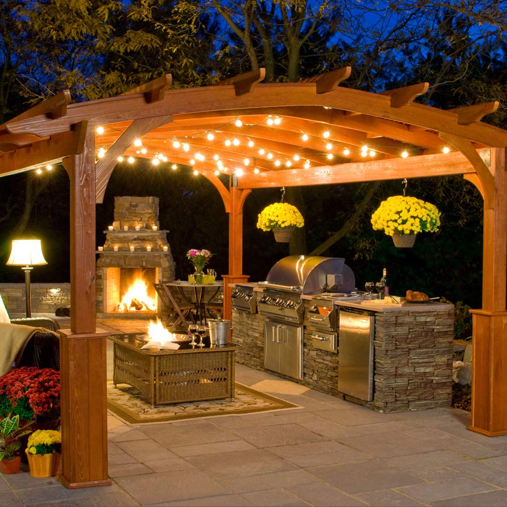 Newpow Outdoor String Lights LED, 25ft, 25+1 Spare Bulbs, Dimmable, Shatterproof, Waterproof, Black Wire, G40