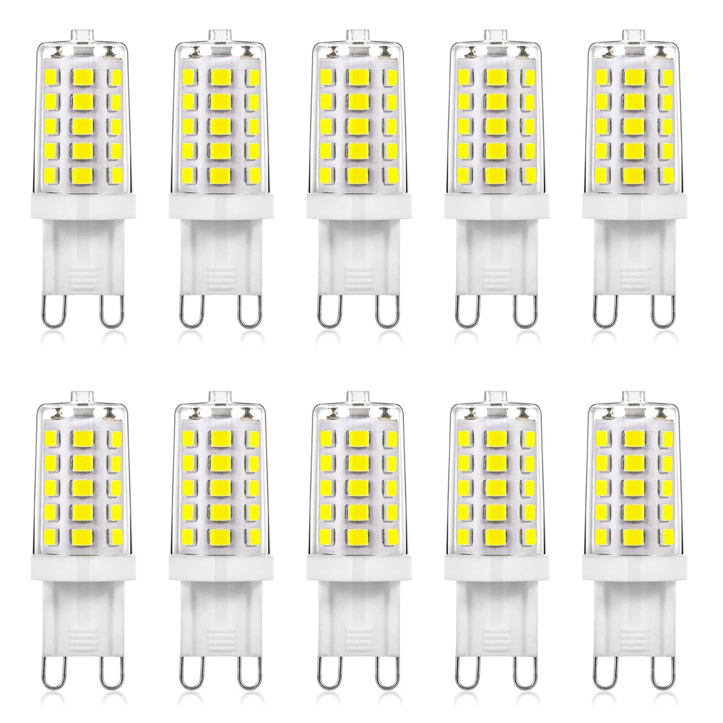 Joutameili 10 Pack G9 LED Bulb 4W Equivalent 40 Watt, No Flicker LED G9 Bulb, T4 Halogen Light Lamp Replacement, 120V Daylight W