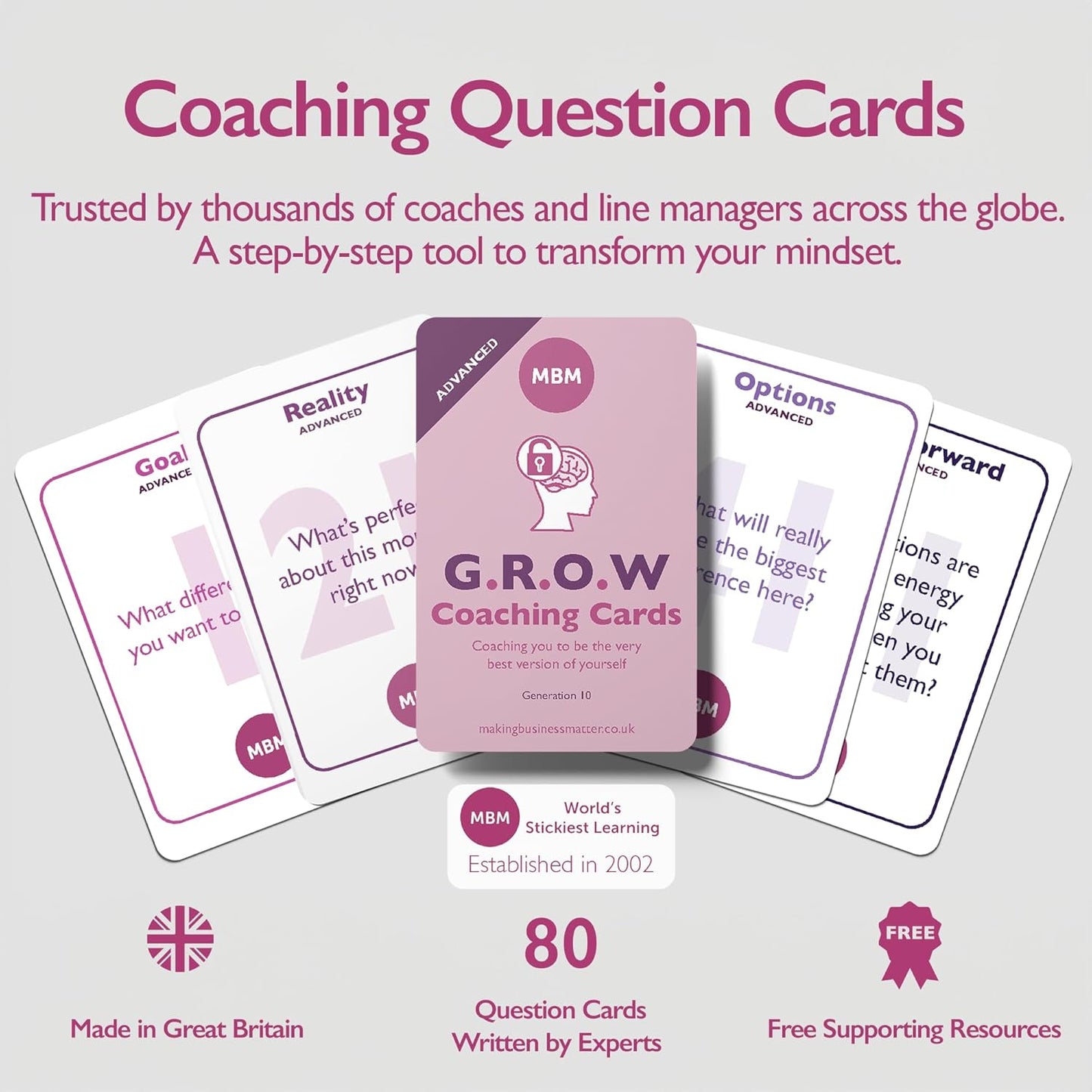 MBM 80 Advanced Grow Cards – Leadership Development Resources & Strategic Thinking Exercises for Coaches, HR Programs & Executive Training | Emotional Intelligence & Conversation Starters