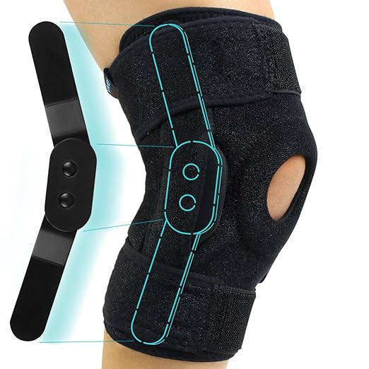 Vive Hinged Knee Brace - Relieves ACL, MCL, Meniscus Tear - Lightweight, Comfortable, Breathable Open Patella Wrap with Si...