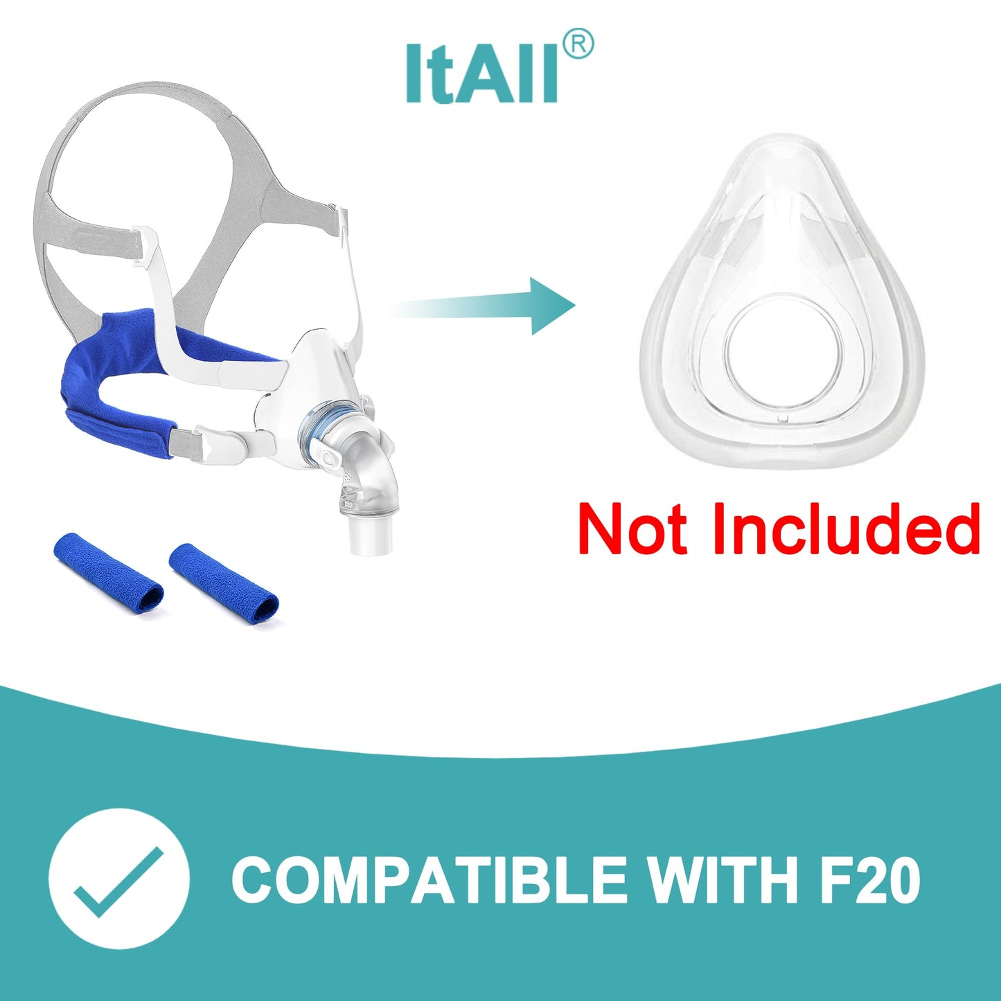 Replacement Headgear & Frame& Elbow Assembly Compatible with Airfit F20, Full Set of Replacement Kit Compatible with F20，Comfortable Fit & Perfect Seal without Noise, ItAll Supplies