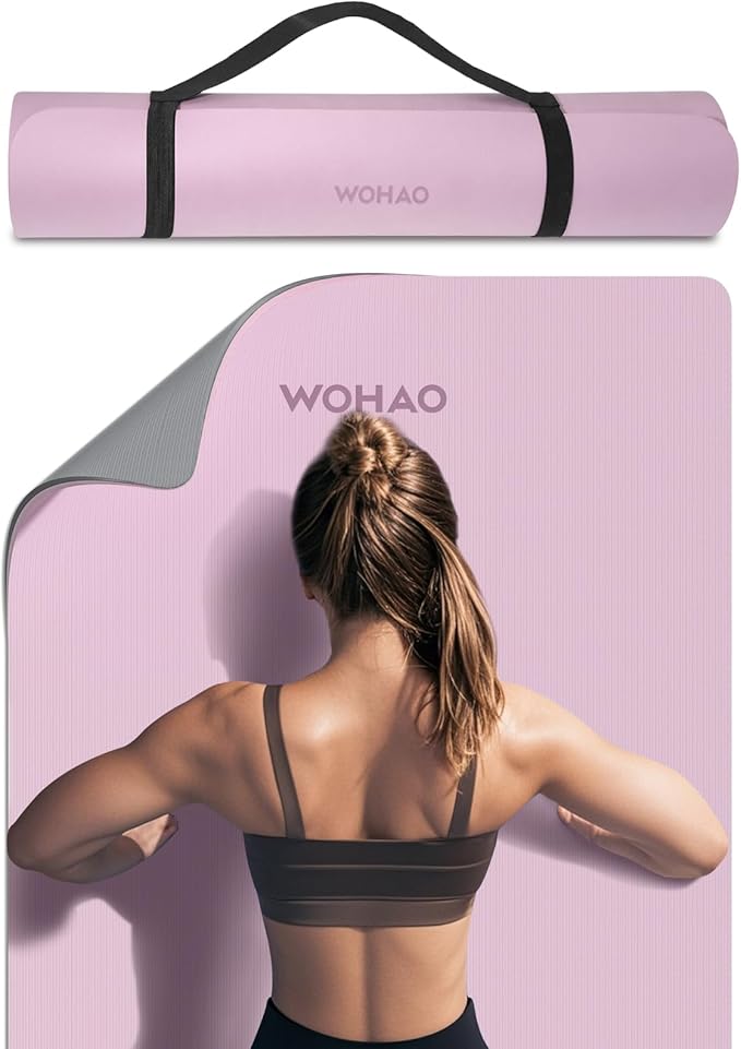 WOHAO Extra Thick 8mm Yoga Mat, 72"x28" Non Slip Exercise Mat, Reversible 2-Sided Dual Color Premium POE Material, with Ca...