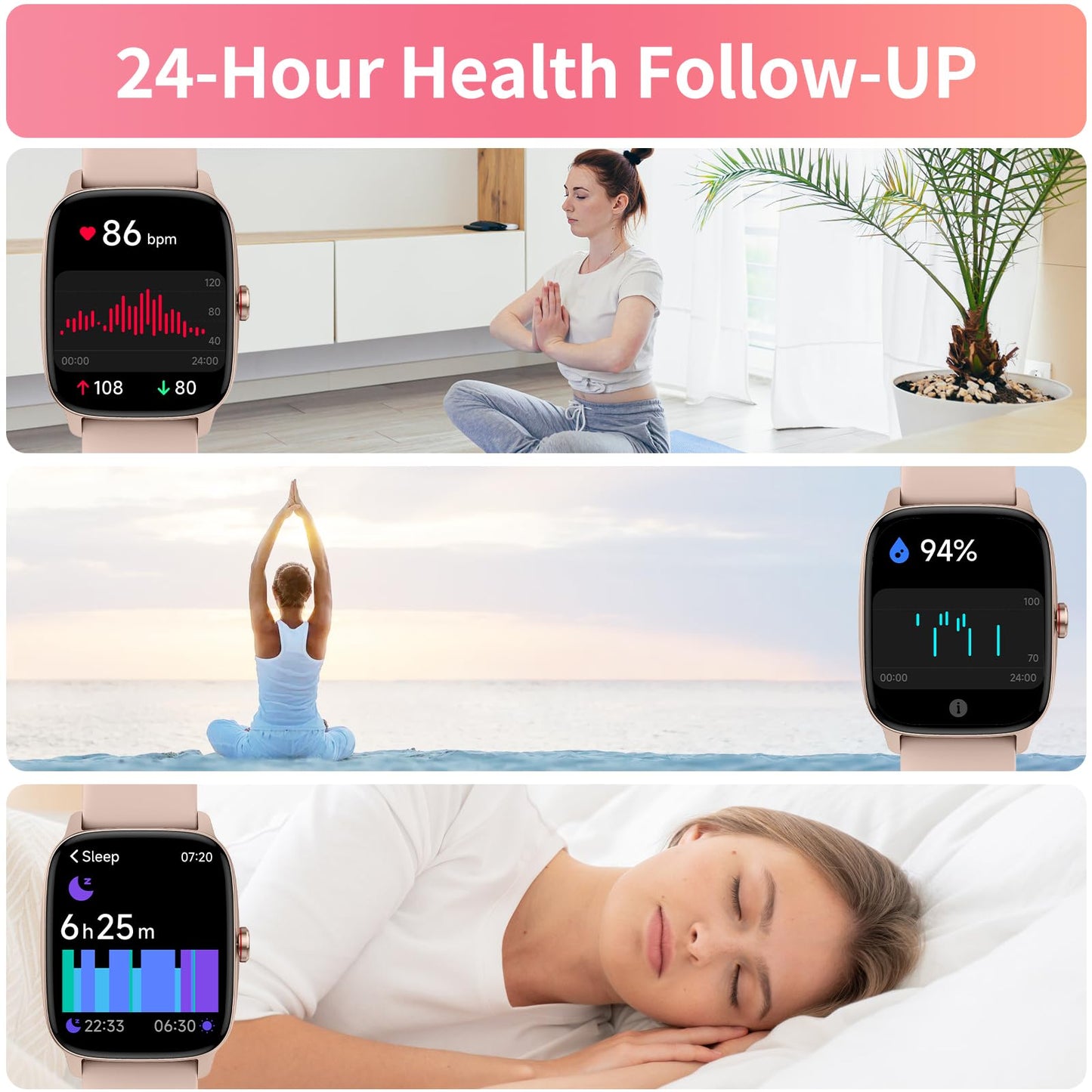 YMZ Smart Watch for Men Women, IP68 Waterproof, Bluetooth Calling, Fitness Tracker, Sleep Monitoring, 1.85'' DIY Dial, AI Built-in, 7 Days Battery, Compatible with Android & iOS