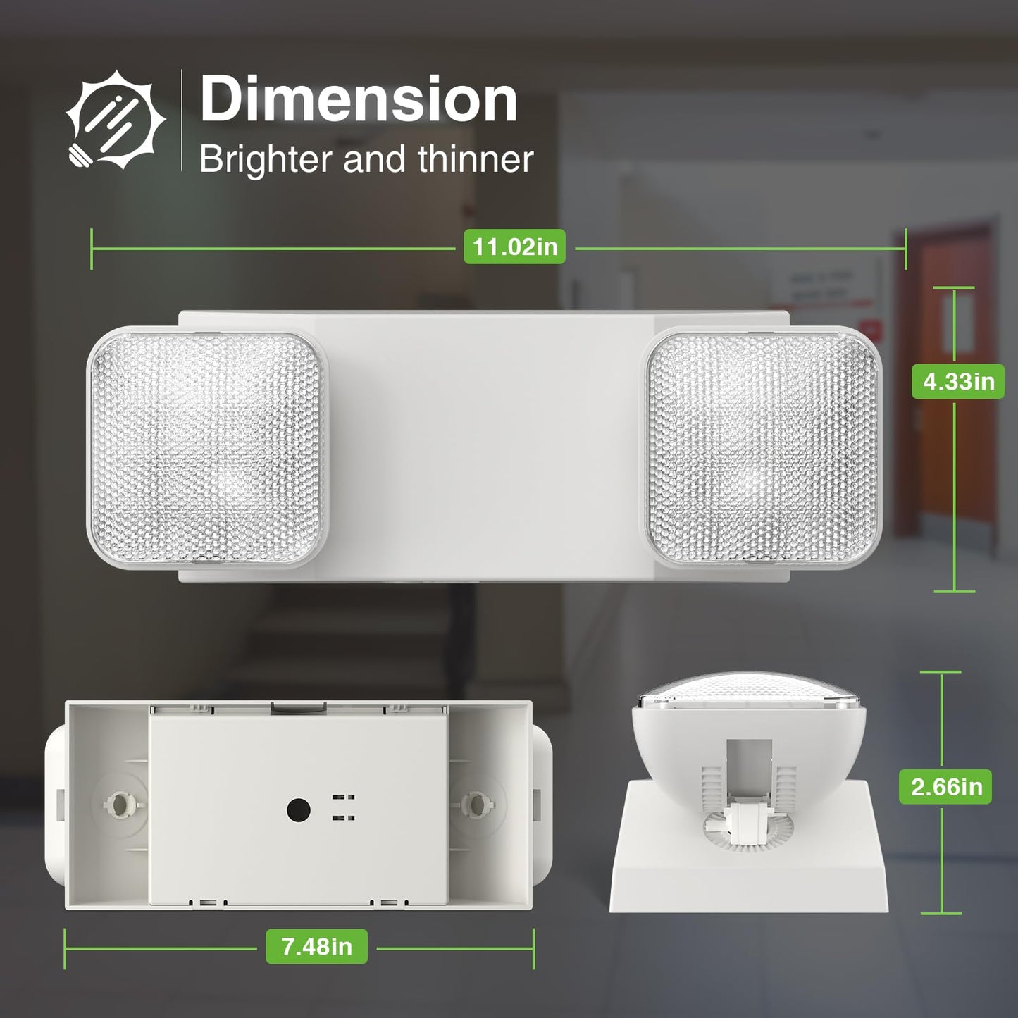 Freelicht 10 Pack Led Emergency Lights For Business  With Battery Backup  Two Head Adjustable Led Emergency Square Lighting  Ul 924 Certified