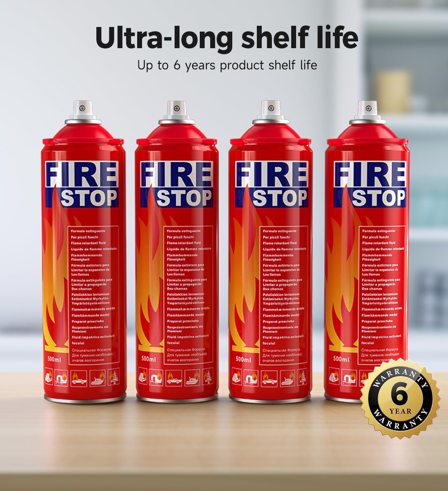 AmzBoom Fire Extinguisher 4-Pack with Mount Brackets，Portable for Home, Kitchen, Car, Boat，BBQ -Multi-Purpose Fire Protection