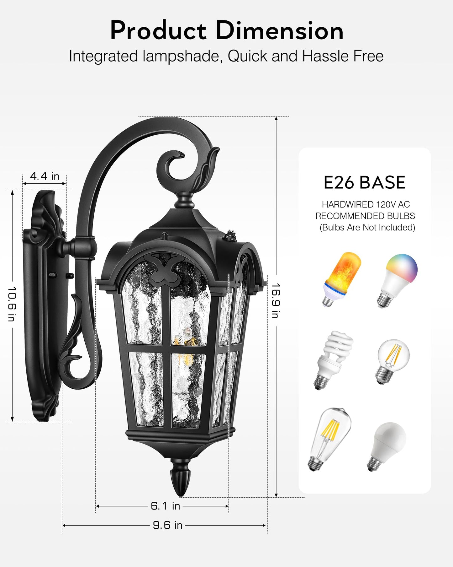 Vianis Black 2-Pack Outdoor Porch Lights  Dusk To Dawn Outdoor Lighting  Anti-Rust Waterproof Garage Light Wall Mount  Modern Patio Wall Sconce With Rippled Glass  Outside Lights For House  Entryway