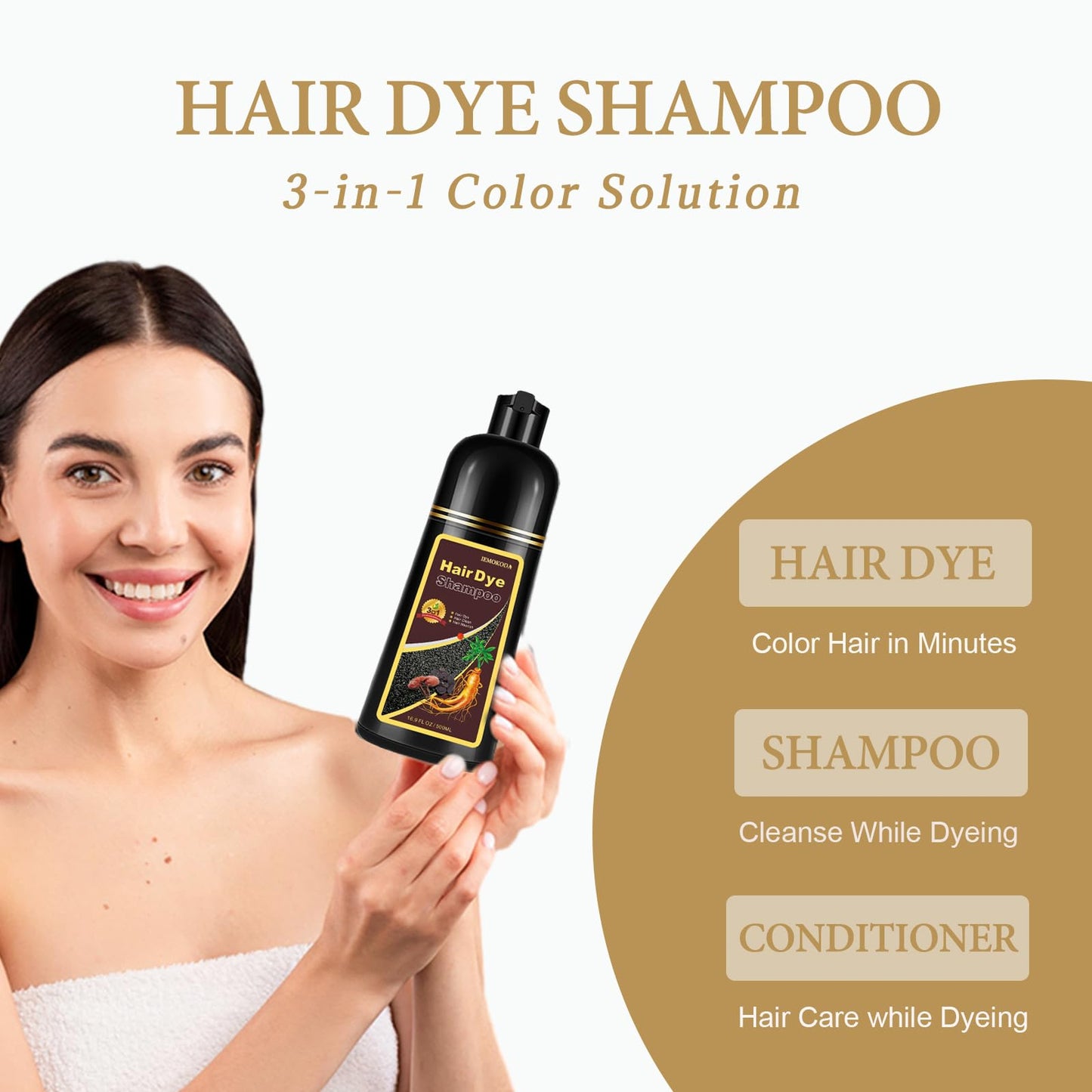GURKOOYD Dark Coffee Hair Dye Shampoo, Hair Color Shampoo for Gray Hair, Brown Hair Dye, Brown Hair Shampoo, Champu Para Canas,