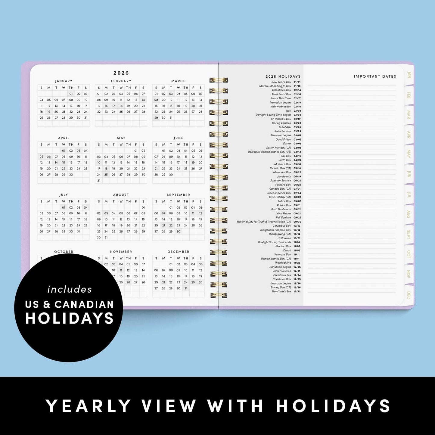 PAPERAGE 2026 Weekly & Monthly Planner, 12 Months (January 2026 - December 2026), 9.2 in x 11.2 in, Spiral Bound 2026 Planner with Weekly, Monthly & Yearly Views, Note Pages & Inner Pocket – Black
