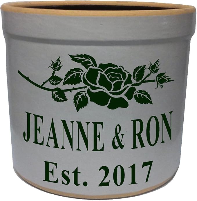 3 Gallon Personalized Stoneware Crock - Rose