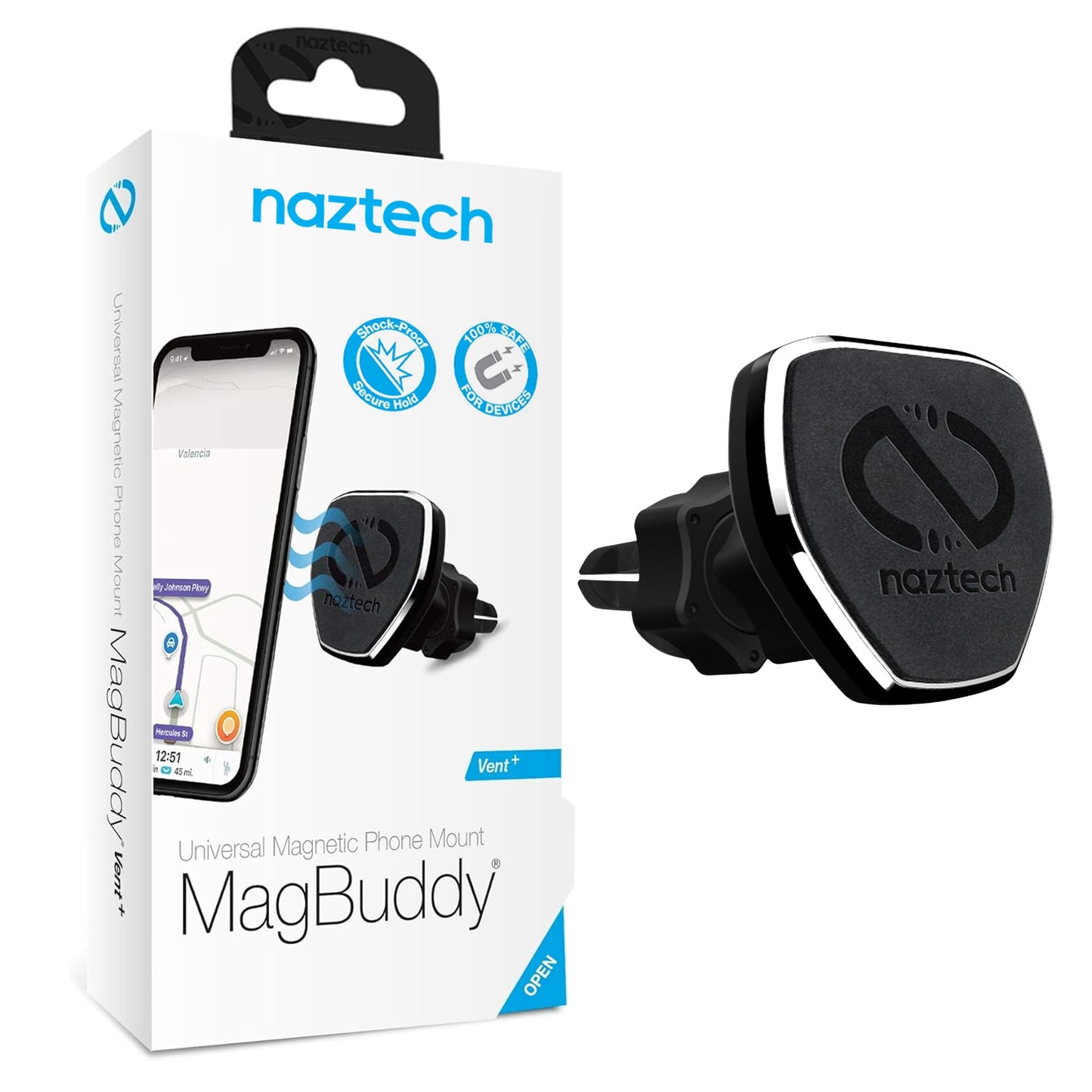 Naztech Magbuddy Car Air Vent Cell Phone Holder Mount [Hands Free - Easily Install] Universal For Iphone 15/14/13 Galaxy S24/S23