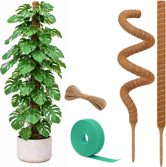 Craft911 Moss Pole Monstera Plant Support – 2 Pack 28” Bendable Moss Pole Monstera Plant Support, Plant Stakes for Indoor ...