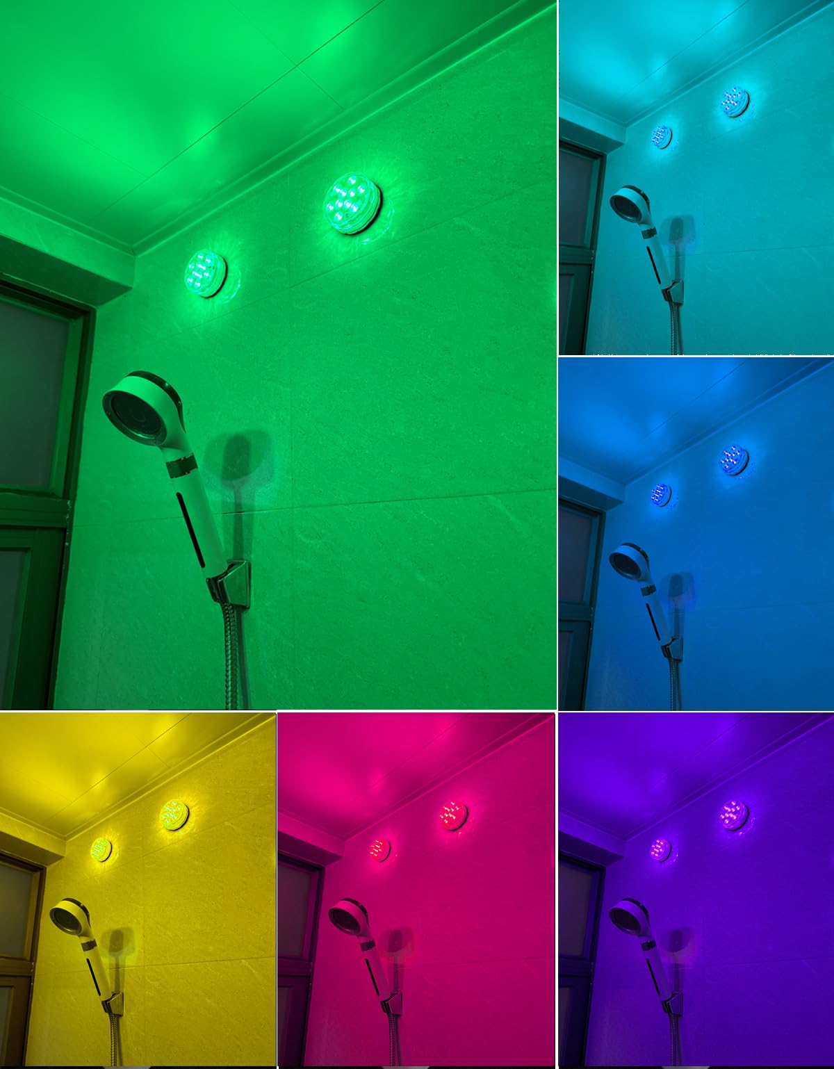 Seagenck Bathroom Lights Wireless Battery Operated  Waterproof Led Glow Light For Bath Shower Spa Vanity Lights  For Over Mirror Wall Ceiling Lights  Rgb Multi Color Remote Controlled  2Pcs