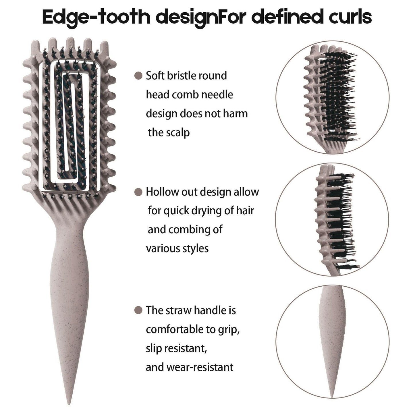 Curly Hair Brush Candybrush Curl Defining Brush for Detangling Shaping and Defining Curls for Women, Men, Wet & Dry Hair (Black)