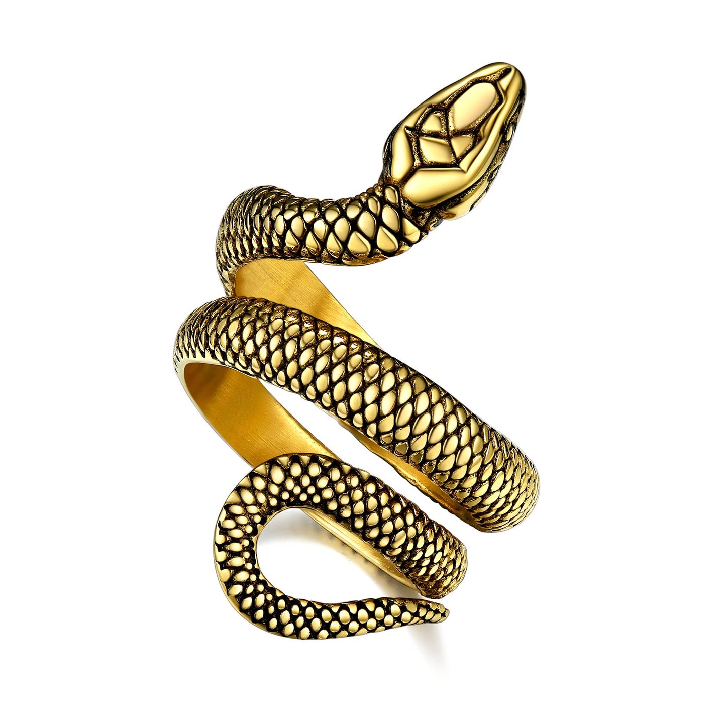 Bestyle Vintage 18K Gold Plated Snake Ring for Women Men Adjustable Cool Rings Snake Jewelry Gothic Punk Finger Rings Fashion Ha