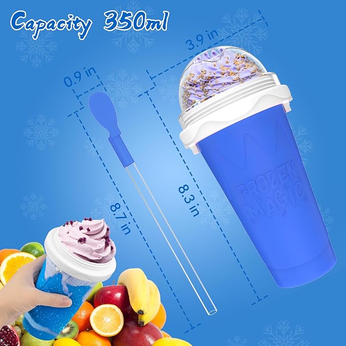 3PCS Slushie Maker Cup, Quick Frozen Magic Cups for Homemade Milk Shake Ice Cream Maker, Double Layer Squeeze Slushy Maker Cup, Birthday Gifts for Kids,Friends,Family (Pink+Bule+Green)