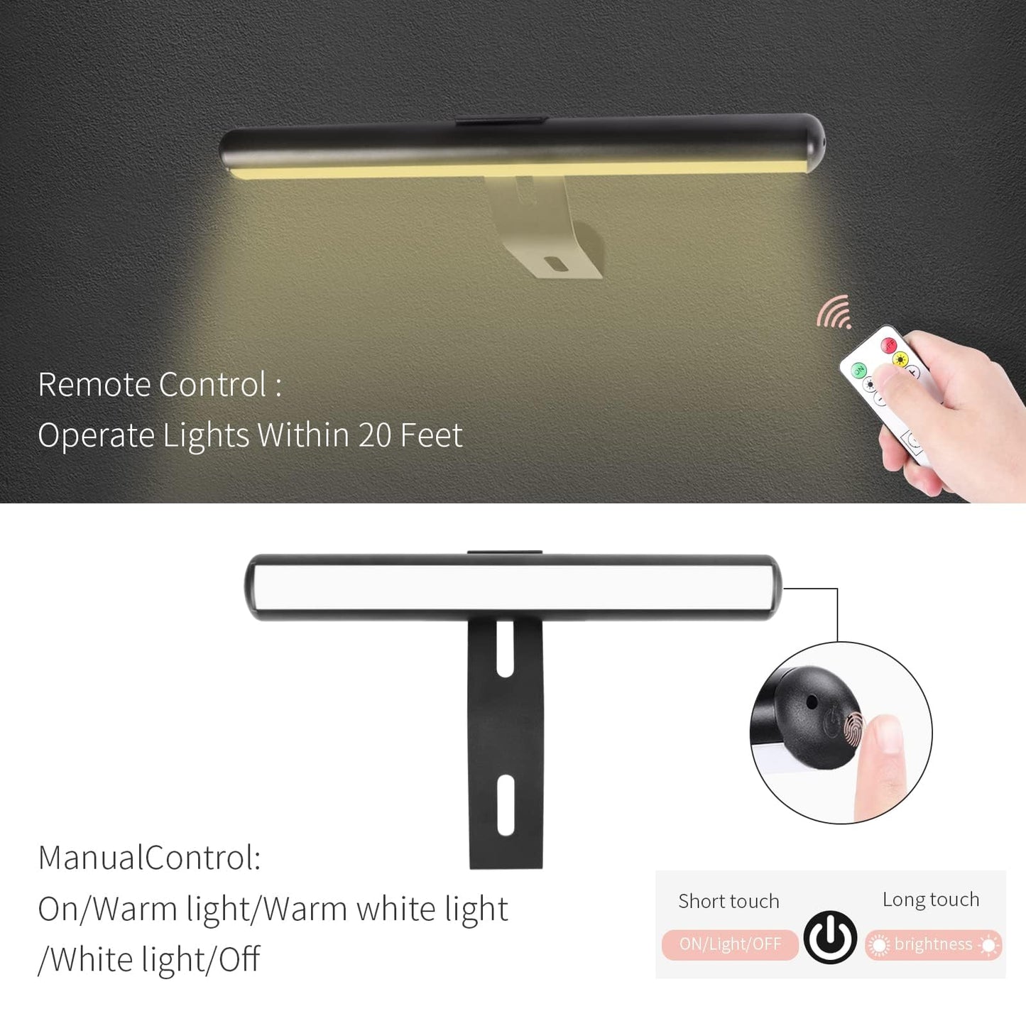 ZOCALOK Picture Light, Battery Operated, Wireless with 16 LEDs, Upgrade Base, Black, Model Z21-PL-Black