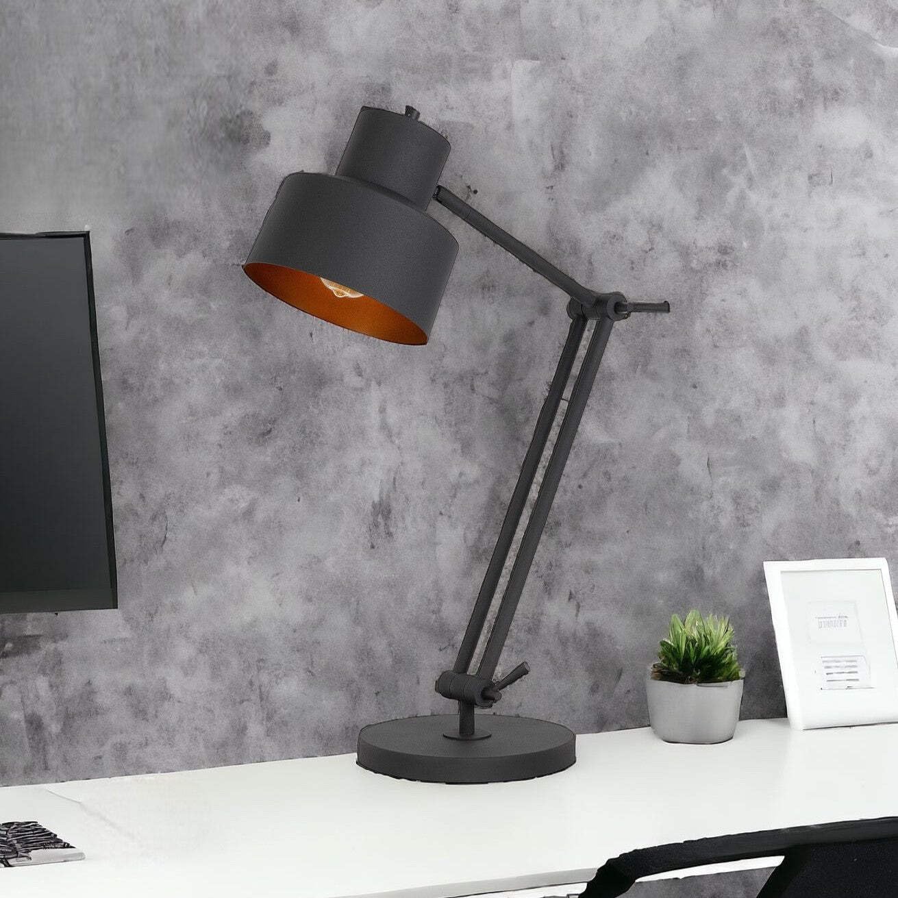 Homeroots Metal Desk Table Lamp, 33 In., Black, Model 524668