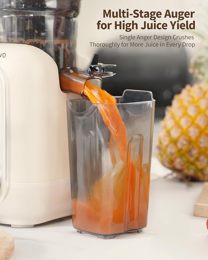 Cold Press Juicer Machines, 5.8" Large Feed Chute Slow Masticating Juice Maker for Whole Vegetable and Fruit, Easy to Clean, 300W High Juice Yield - MP-802M (White)