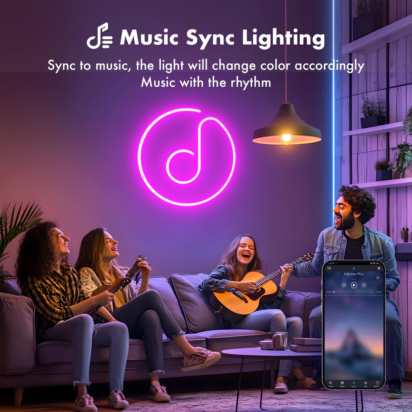 SILFU Neon Rope Lights, 50FT RGB Led Strip, Waterproof IP67, DIY Design, Music Sync, 44 Keys Remote Control, Multiple Modes, for Living Room, Bedroom, Holiday Decoration