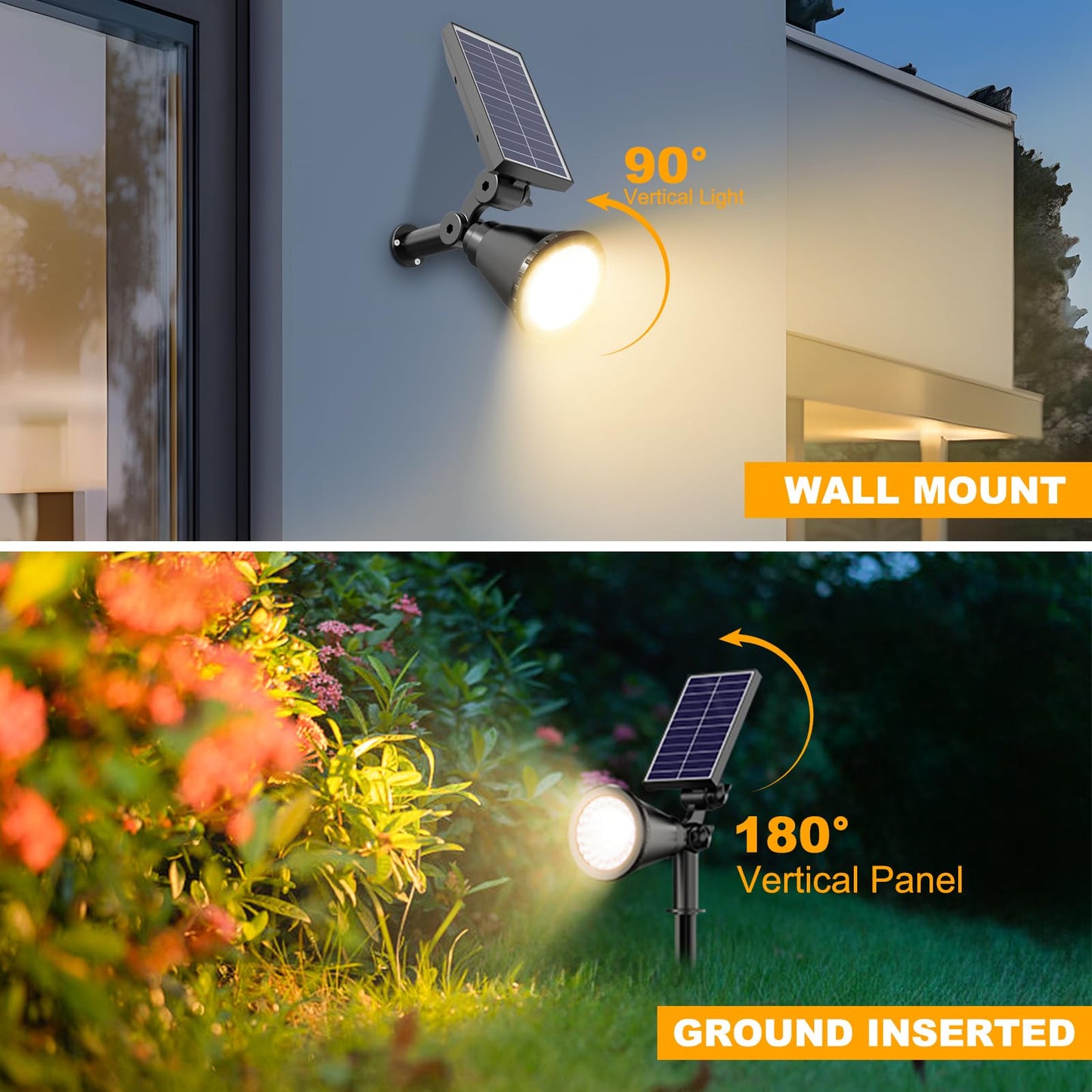 Apomao Solar Lights Outdoor Waterproof  36 Leds Adjustable Solar Spot Lights Outdoor  2-In-1 Solar Powered Spotlight Landscape Lighting For Tree  Garden  Yard  Pathway- 3 Pack (Warm White)