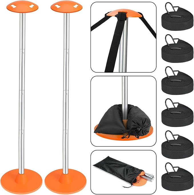 Tuszom 2 Pack Adjustable 1-1/8" D Load-Bearing Steel Boat Cover Support Pole System with Anti-UV Straps, Storage Bag and ...