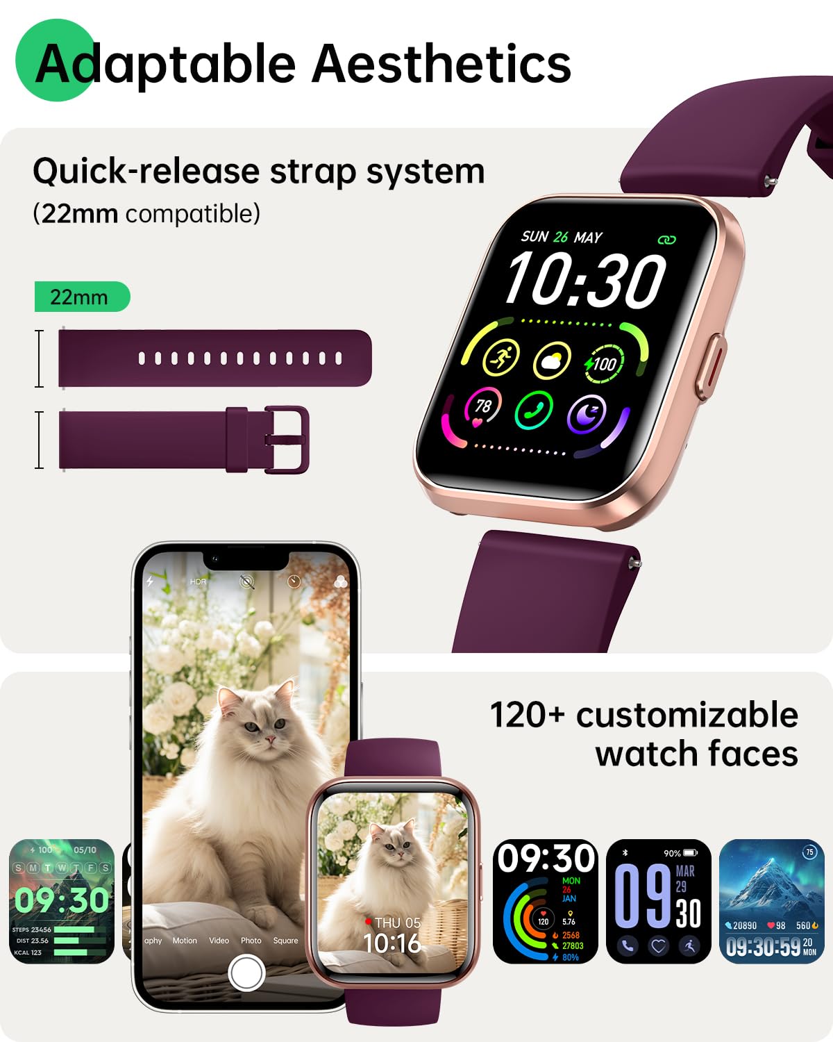 Smart Watches for Women and Men - Smart Watch Compatible for iPhone Android Phone,Alexa,Call & Notification Alerts,Heart Rate & Sleep Monitor,3 ATM Waterproof 1.83 Inches Fitness Tracker