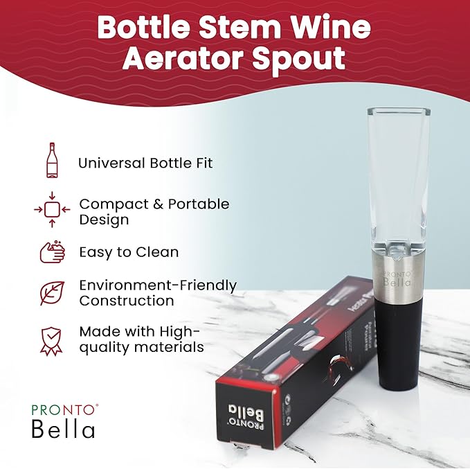 Wine Aerator and Pourer, Wine Aerator for Enhanced Flavor, Refined Aroma, Smooth Rich Finish, No Drip Design, Travel Friendly, Affordable Gift for Wine Lovers, Clear and Stainless Steel Design