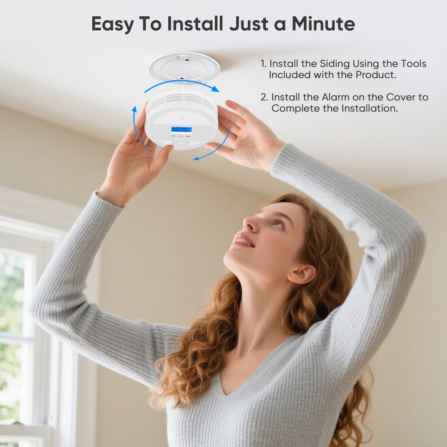 Interconnected Smoke and Carbon Monoxide Detector, 10-Year Battery Wireless Interlinked Smoke & CO Alarm with Dual Sensors, Home Fire & CO Safety Protection (1Pack)