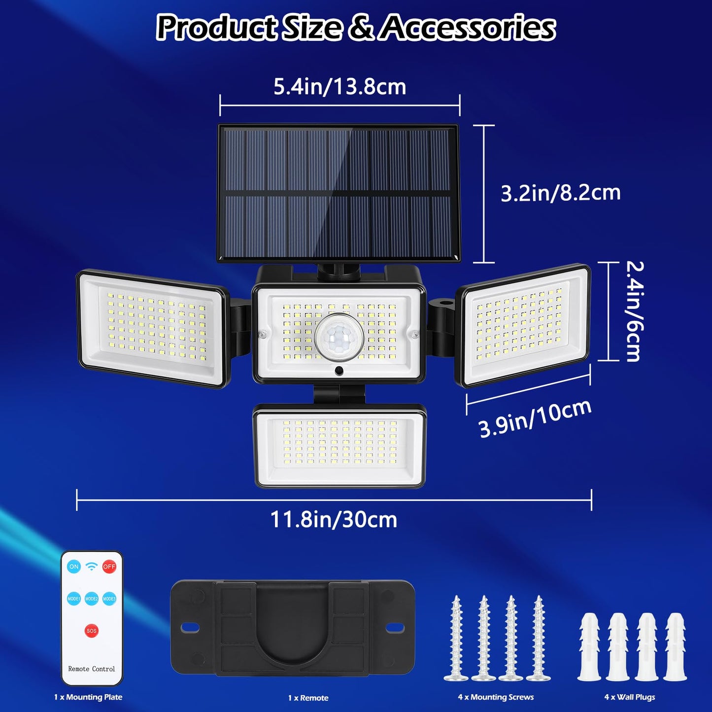 Fogein Solar Outdoor Lights 288 LED Motion Sensor 2 Pack Black IP65 Waterproof