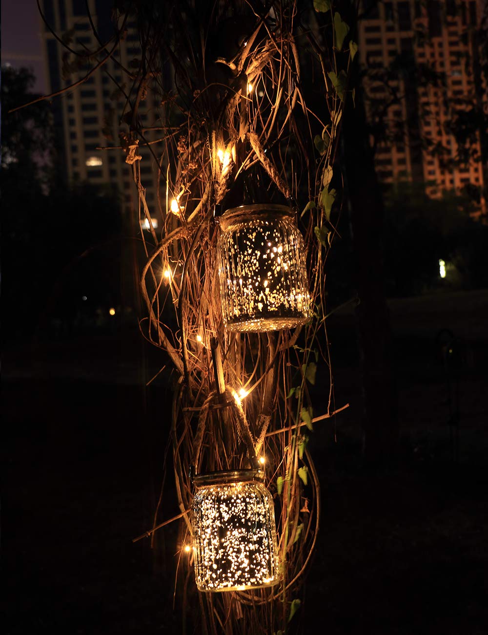 Afirst Hanging Solar Lanterns, 20 LED Waterproof Lights for Outdoor Decor, Warm Light, 2 Pack