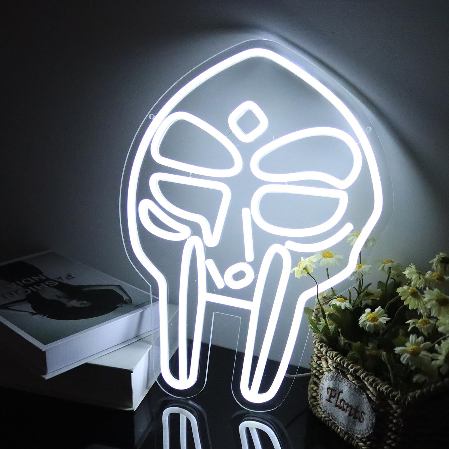 Fuendkf Mf Doom Mask Neon Signs For Wall Decor  Dimmable Gladiator protective covering Mask Neon Lights Usb Power Music And Rap Lovers Neon Lights For Hip Hop Fans Best Gifts  Man Cave  Music Bar And Bedroom