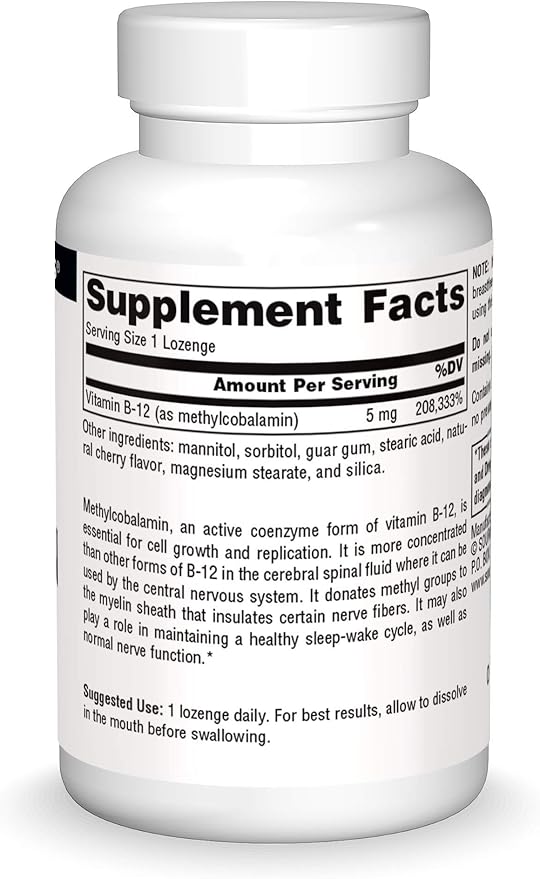 Source Naturals Methylcobalamin Vitamin B-12 5mg Cherry Flavored - 120 Lozenges