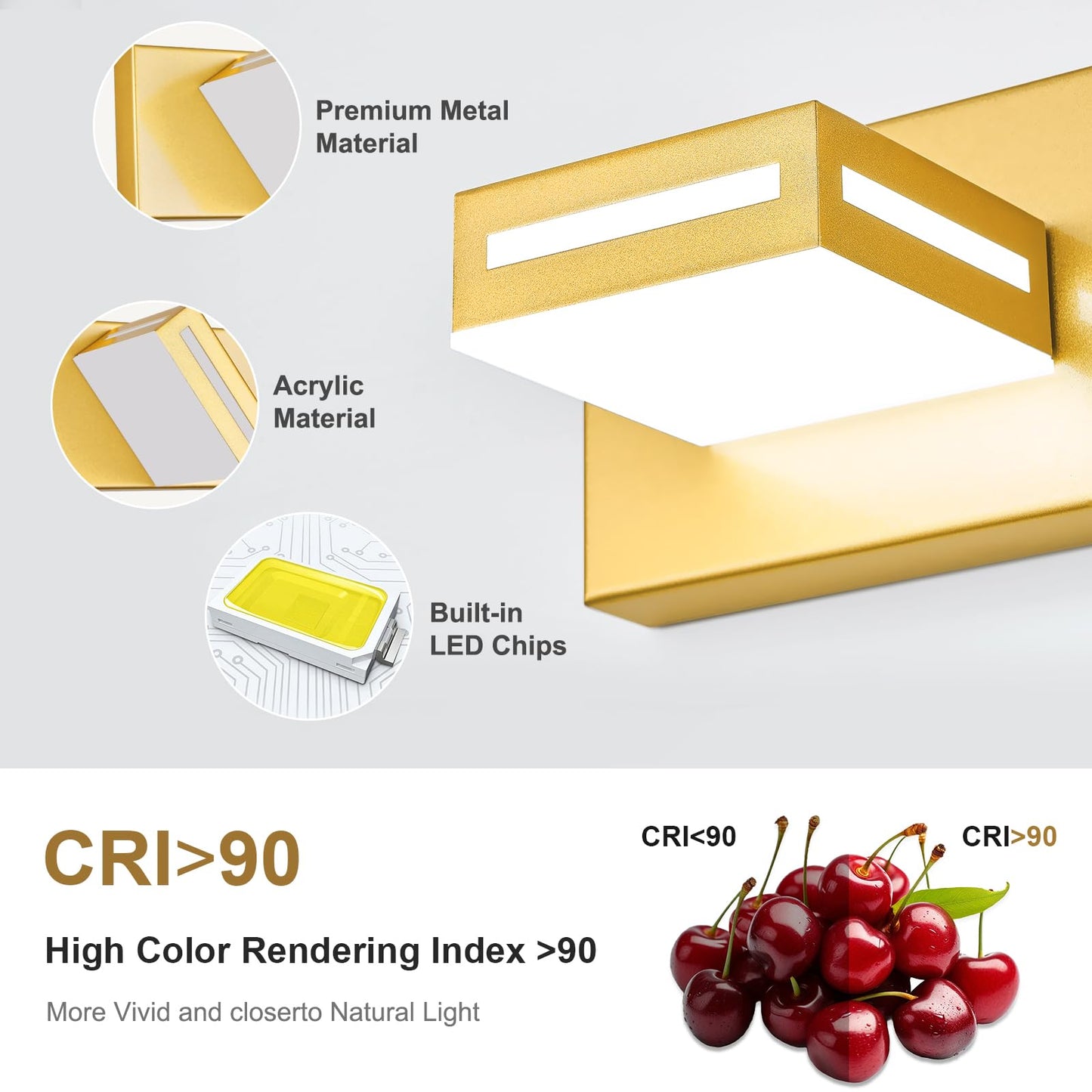Donrao 48-Inch 6-Light Led Modern Gold Bathroom Vanity Light Fixtures Over Mirror  Bathroom Lighting Fixtures With Cool White 6000K  Vanity Wall Lights For Bath Restroom Powder Room