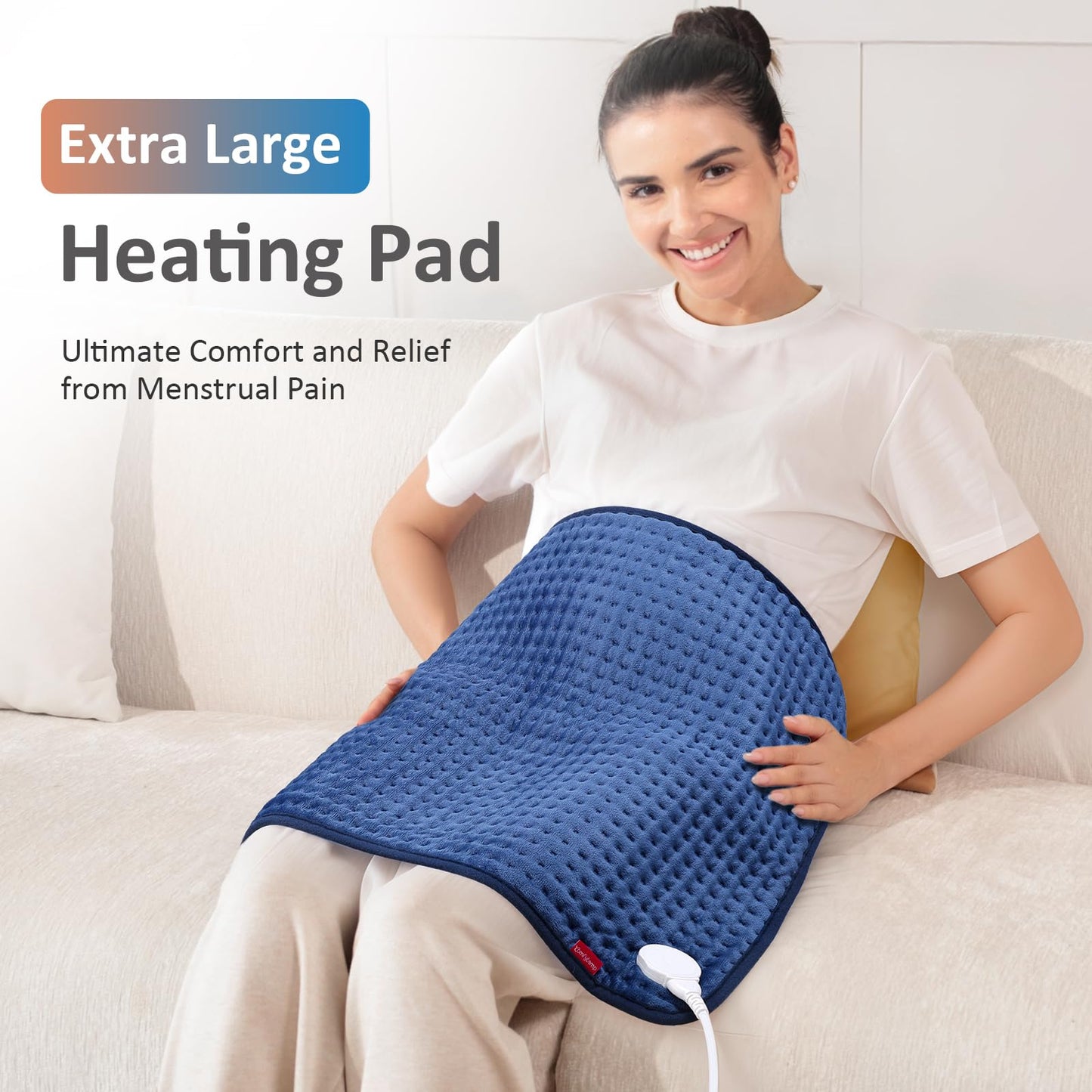 Comfytemp Ultra-Wide Heating Pad for Back & Cramps, Mothers Day & Birthday Gifts for Women Mom, Electric Heat Pad for Neck & Shoulder, Auto Shut Off, Machine Washable, 20×24"