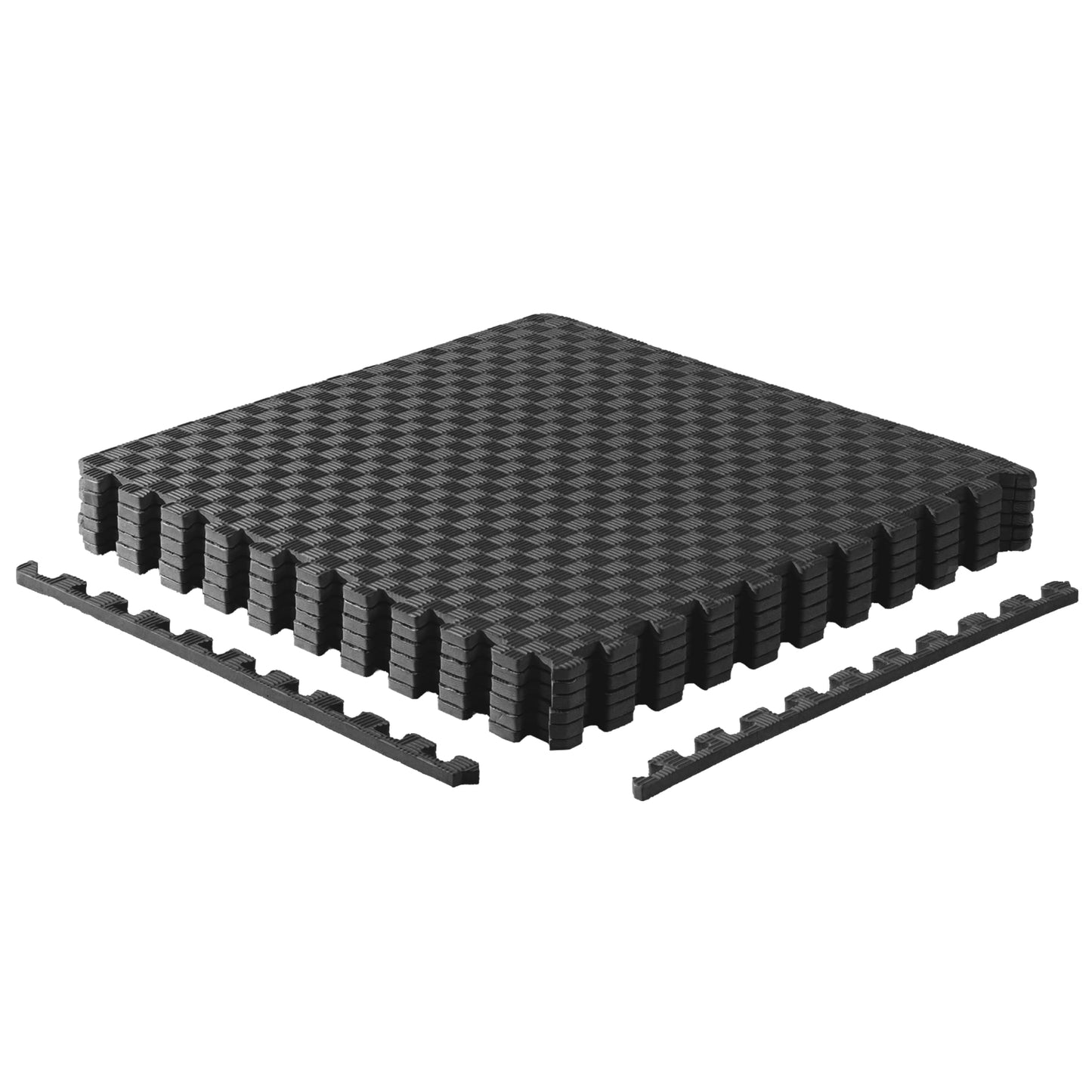 CAP Barbell 1/2-Inch Interlocking EVA Foam Exercise Puzzle Mat Home Gym Flooring - 1 Pack | 24" x 24" x 1/2" | Tatami Pattern - Black