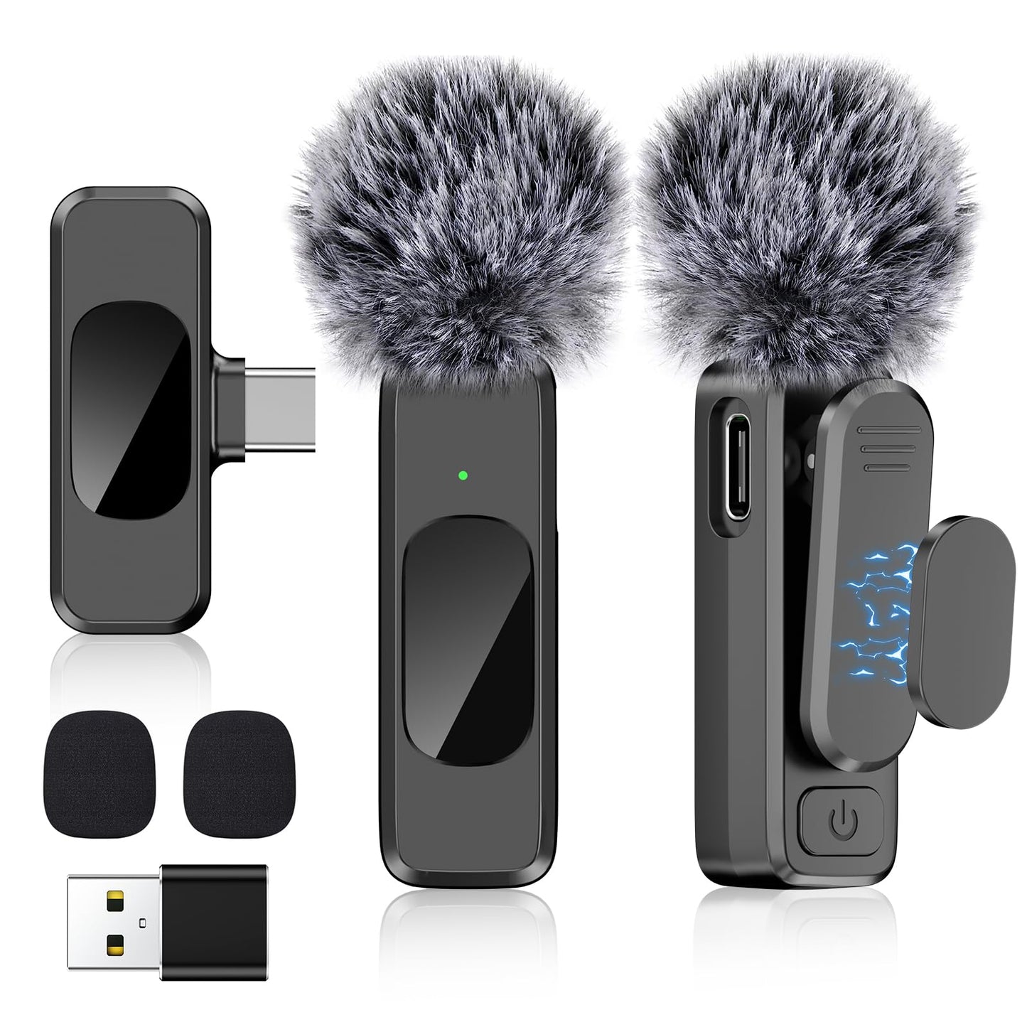 USB C Wireless Lavalier Microphone for Type-C,Android Phone,PC,Mini Mic with Noise Reduction,Lapel Microphone for Video,Intervie