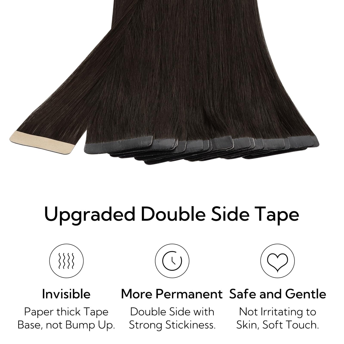 HOTBANANA Tape in Hair Extensions, 22 Inch 20pcs 50g Dark Brown Tape in Real Remy Human Hair Extensions Straight