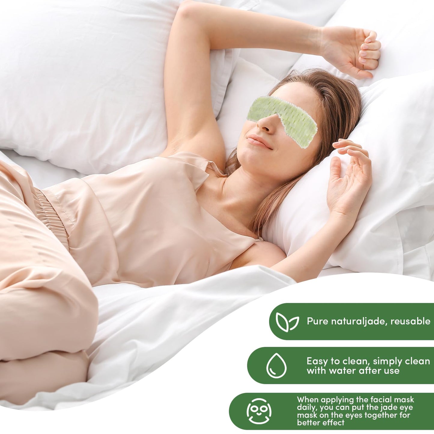 Jade Eye Mask, Facial Cooling Mask with 100% Real Jade for Hot & Cold Therapy, Reduce Wrinkles, Puffiness, Migraines, and Anti-Aging - Essential Crystal Eye Mask for Beauticians