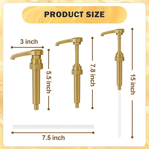 Coffee Syrup Pump for 750 ml Bottle – 4 Pack Syrup Dispenser Pumps Compatible with Torani, Skinny, Davinci – No Clog, Precise Dispensing, Includes 4 Tip Covers – for Coffee Bar, Kitchen, Gold