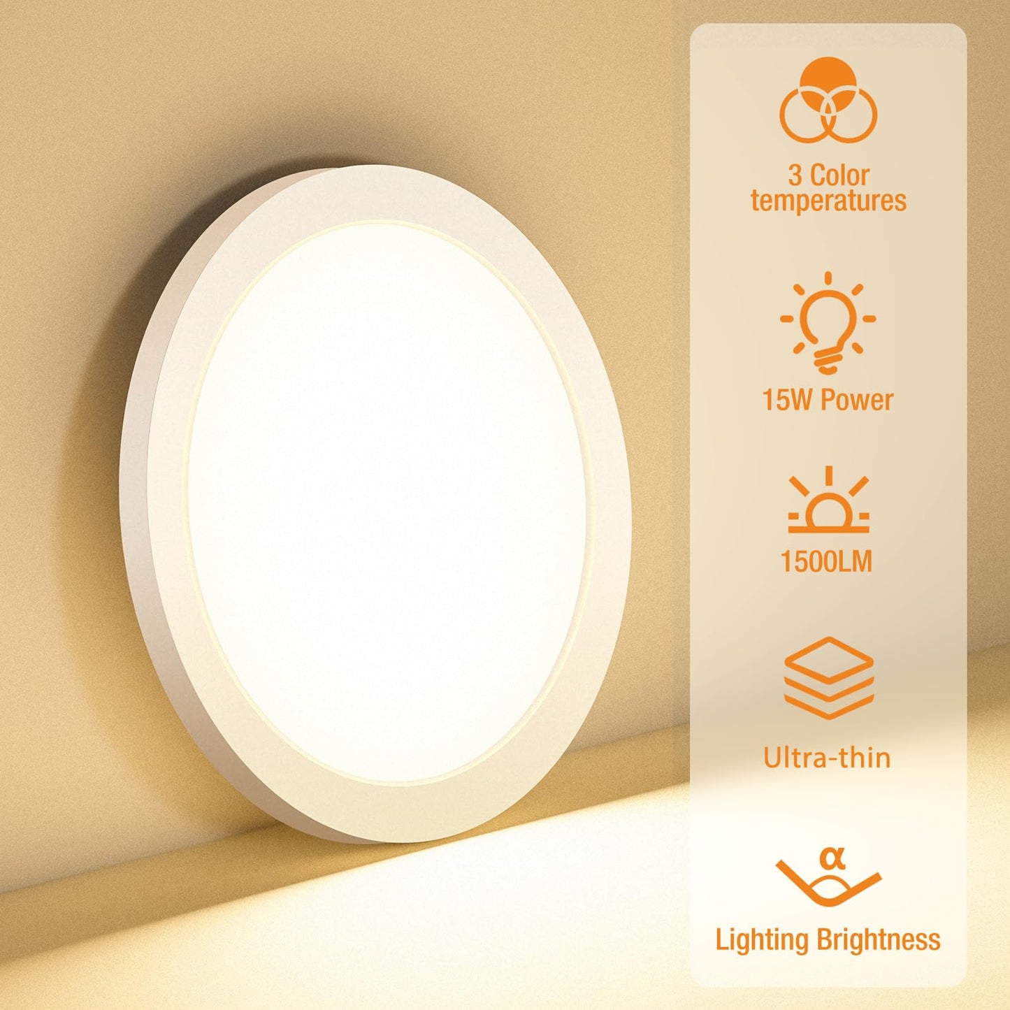Slochi 6Pack Flush Mount Ceiling Light  7.5Inch Super Slim 3000K-4000K-6500K Led Ceilings Light  Round White Ceiling Light Fixtures For Bedroom Living Room Kitchen Bathroom Hallway Laundry