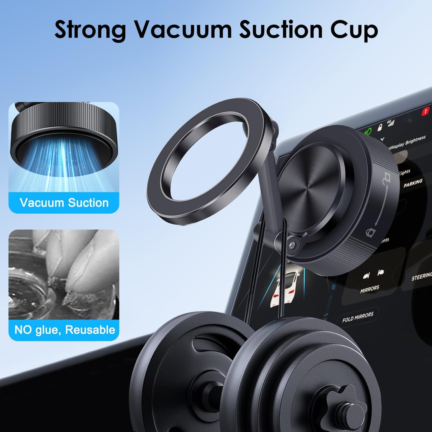 Eeekit Vacuum Magnetic Phone Holder, 360 Adjustable Suction Cup Phone Mount For Car Compatible With Iphone Magsafe And All Smart