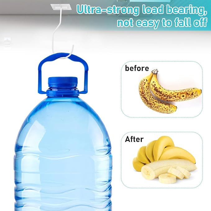 Self-Adhesive Banana Hooks, Foldable Magnetic Hanger Under Cabinet, Sturdy Metal Banana Holder for Kitchen, Space-Saving Design to Keep Bananas Fresh 1 Pieces White